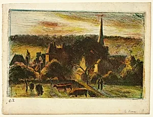 Church and Farm at Éragny by Camille Pissarro