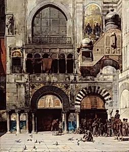Circassian Cavalry Awaiting their Commanding Officer at the Door of a Byzantine Monument; Memory of the Orient