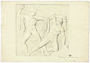 Classical Relief with Two Fighting Male Nudes