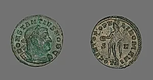 Coin Portraying Emperor Constantius I by Ancient Roman