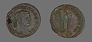Coin Portraying Emperor Galerius by Ancient Roman