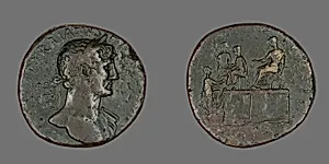 Coin Portraying Emperor Hadrian by Ancient Roman
