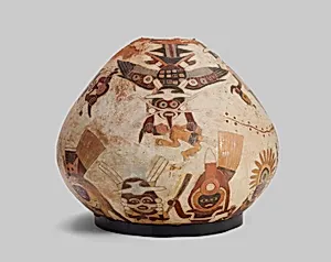 Container Depicting Warriors, Rulers, and Winged Beings with Trophy Heads by Nasca