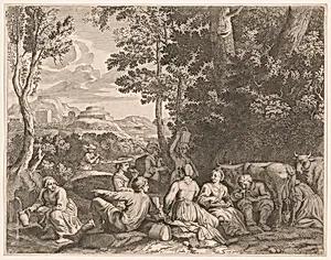 Country Meal, Plate 3 from Pastorales