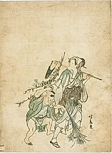 Country Woman and Child by Teisai Hokuba