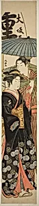 Courtesan and Young Man Under Umbrella