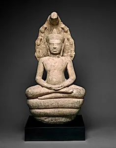 Crowned Buddha on a Multi-Headed Serpent (<em>Naga</em>)