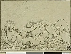 Cupid Playing Flute and Sleeping Shepherd