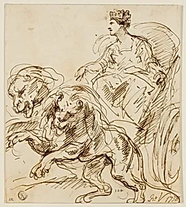 Cybele on Chariot Drawn by Lions