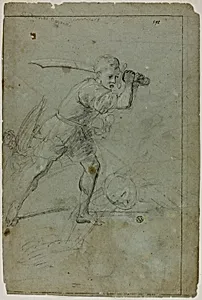 David Beheading Goliath (recto); Sketch of Draped Female Figure with Right Arm Raised Above Head (verso)