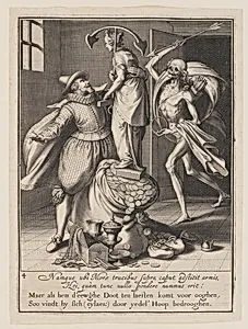 Death with an Arrow About to Strike Man Down, from Allegory of the Misuse of Worldly Property