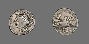 Denarius (Coin) Depicting the Goddess Roma by Ancient Roman