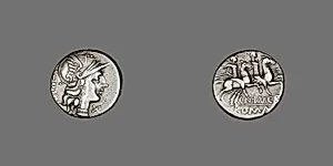 Denarius (Coin) Depicting the Goddess Roma by Ancient Roman