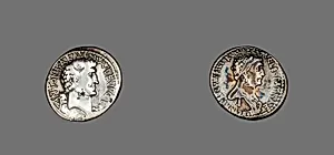 Denarius (Coin) Portraying Mark Antony and Queen Cleopatra VII by Ancient Roman