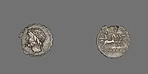 Denarius Serratus (Coin) Depicting the God Saturn by Ancient Roman