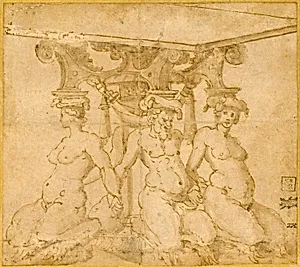 Design for an Ornamental Base with Kneeling Satyresses and Satyr