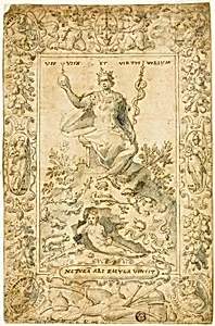 Design for Emblematic Frontispiece: "Natura Ars Emula Vincit"