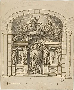 Design for Stage Scenery (Hampton Court) with Mythological Figures