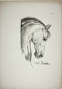 Detail of Horse's Head, Enlarged to Triple Size, Norman Royal Guard, No. 3 by Carle Vernet