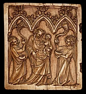 Diptych Panel with Virgin and Child and Two Angels by French