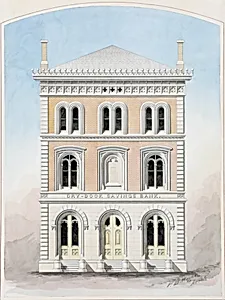 Dry Dock Savings Bank, New York City, New York, Competition Design Drawing