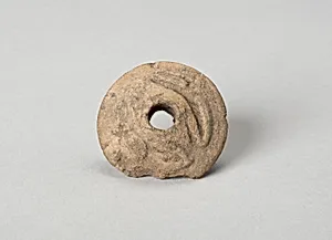 Ear Ornament or Spindle Whorl with Modeled Frog Motifs