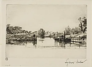 Egham Lock by Francis Seymour Haden
