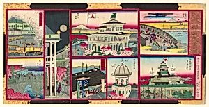 Eight Modern Views of Famous Places in Tokyo of Great Japan (Dai Nippon Tokyo kaika meisho hakkei no zu)