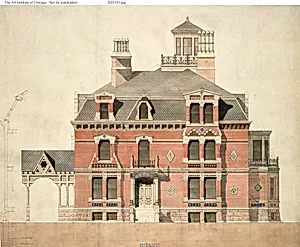 Eliphalet W. Blatchford House, Chicago, Illinois, LaSalle Street Elevation and Partial Section