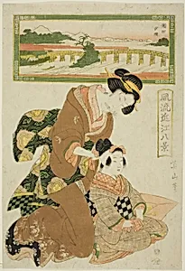 Evening Glow at Seta (Seta sekisho), from the series "Fashionable Eight Views of Omi (Furyu Omi hakkei)"