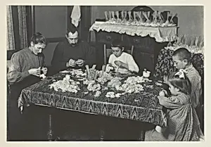 Family Making Flowers by Lewis Wickes Hine