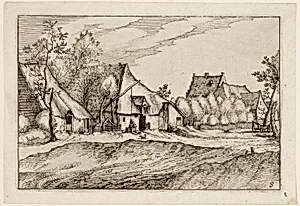 Farms in a Village, plate eight after Pictures of Farms, Country Houses and Rustic Villages (Praediorum villarum et rusticarum casularum icones)