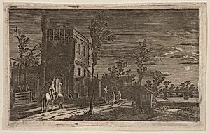 Figures by a Dilapidated Tower: Moonlit Nocturne, from Six Landscapes