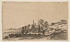 Figures on a Path before Farms on the Dunes, from Twelve Landscapes