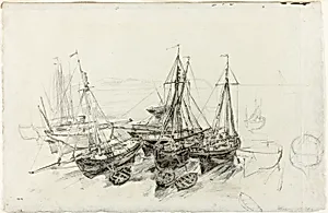 Fishing Boats at Granville by Théodore Rousseau