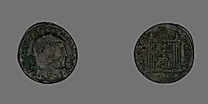 Follis (Coin) Portraying Emperor Maxentius by Ancient Roman