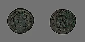 Follis (Coin) Portraying Emperor Maxentius by Ancient Roman