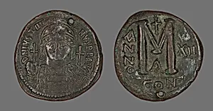 Follis (Coin) Portraying the Emperor Justinian I by Byzantine