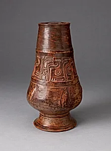 Footed Jar Incised with Pseudo-Gylphs