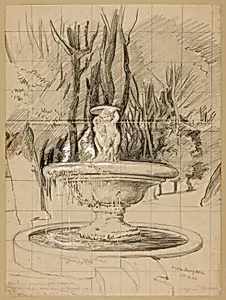 Fountain with Putti in the Garden of the Villa Borghese