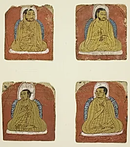 Four Miniature inscribed portraits of four Lamas by Unknown