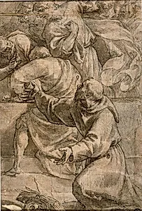 Fragment of an Assumption (?) Scene: Apostles, with Saint Francis of Assisi in the Foreground