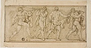 Frieze of Satyrs Wearing Lion Skins and Playing Pipes