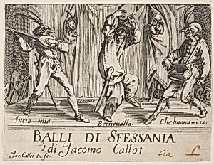 Frontispiece, from Balli di Sfessania by Jacques Callot