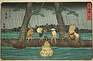 Fujieda—No. 23, from the series "Fifty-three Stations of the Tokaido (Tokaido gojusan tsugi)," also known as the Reisho Tokaido by Utagawa Hiroshige