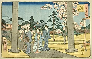 Fukagawa Hachiman Shrine (Fukagawa Hachimangu), from the series "Famous Places in Edo (Edo meisho)" by Utagawa Hiroshige