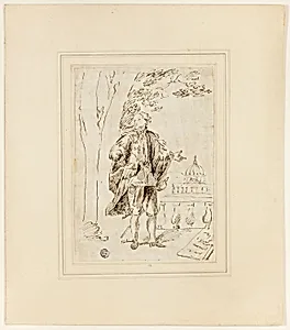 Full Length Portrait of a Man Standing near Balustrade