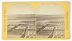 Gardens surrounding the Indian Pueblo of Zuni, in which are raised a variety of vegetables, such as peppers, onions, garlic &c, No. 18 from the series "Geographical Explorations and Surveys West of the 100th Meridian"