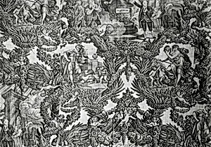 Garrick and Shakespeare with Tragedy and Comedy (Furnishing Fabric)