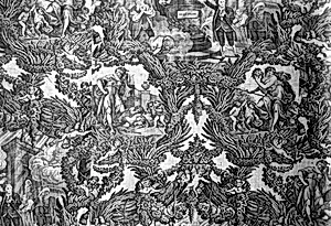 Garrick and Shakespeare with Tragedy and Comedy (Furnishing Fabric)